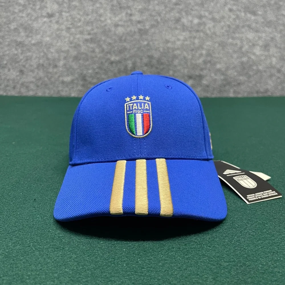 Italy Hat Blue Gold Adidas Adjustable Cap FIGC Italian Football Federation NEW